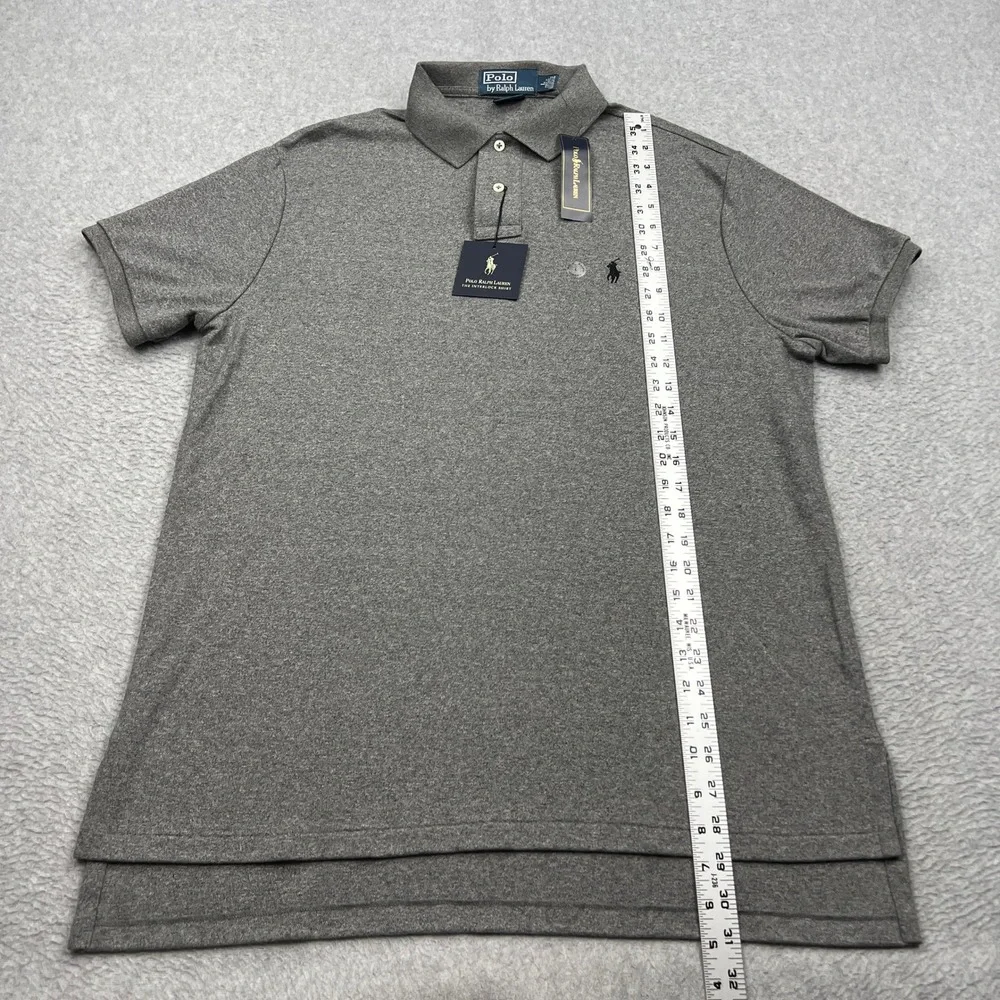 NEW Polo Ralph Lauren Interlock Shirt Mens Large Gray Custom Fit Cotton Logo NWT